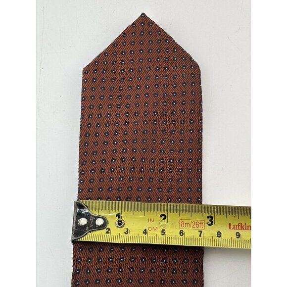 Dolce & Gabbana Made in Italy Men's Silk Neck Tie Orange w/ Navy Stitched Dots - Picture 6 of 6